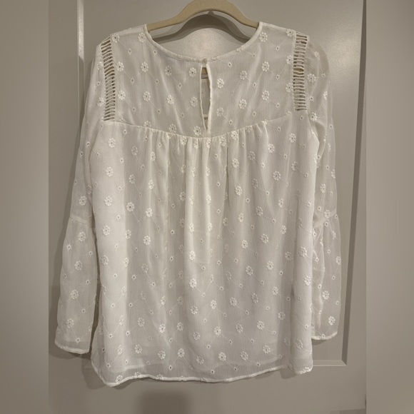 LOFT White Floral Embroidered Blouse - Picture 2 of 6
